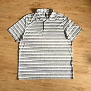 Adidas Men Polo Grey and white striped polo shirt Size XL